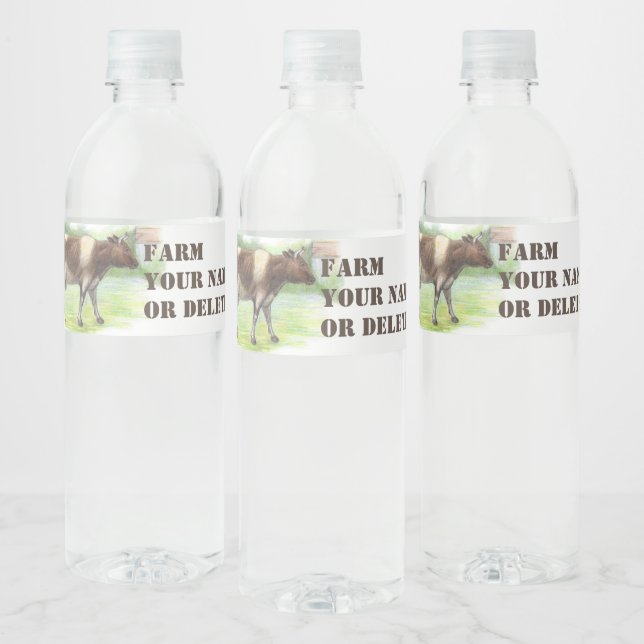Cow farm  water bottle label (Bottles)