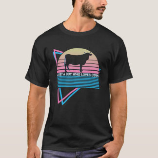 Cow Farmer Retro Just A Boy Who Loves Cows T-Shirt