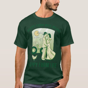 Cow Farming Tractor Farmer Happy Farm Life T-Shirt