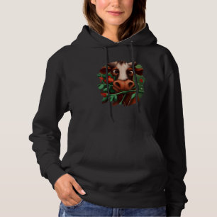 Cow Flowers Cute Cows Painting Flower Farm Barn Co Hoodie