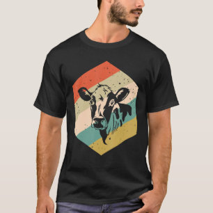 Cow Flowers Retro Background Farm Agriculture Cow T-Shirt