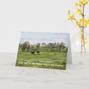 Cow Folk Art Style Country Farm Moving Card