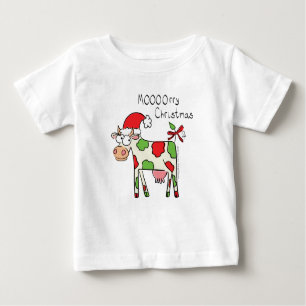 Cow Funny Cartoon Christmas Holiday Baby T-Shirt