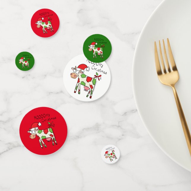 Cow Funny Cartoon Christmas Holiday Confetti (Group)
