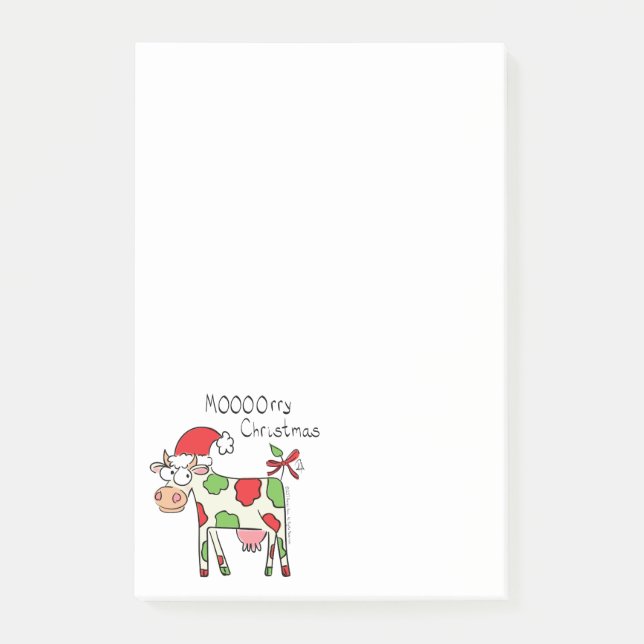 Cow Funny Cartoon Christmas Holiday Post-it Notes (Front)