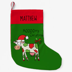 Cow Funny Cartoon Christmas Holiday Stocking