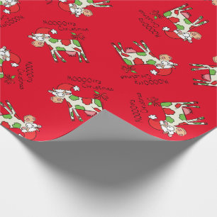 Cow Funny Cartoon Christmas Holiday Wrapping Paper