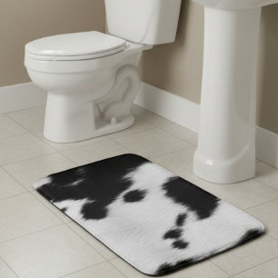 Cow Fur Spots Black White Western  Bath Mat