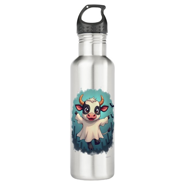 Cow Ghost Boo-levard 710 Ml Water Bottle (Front)