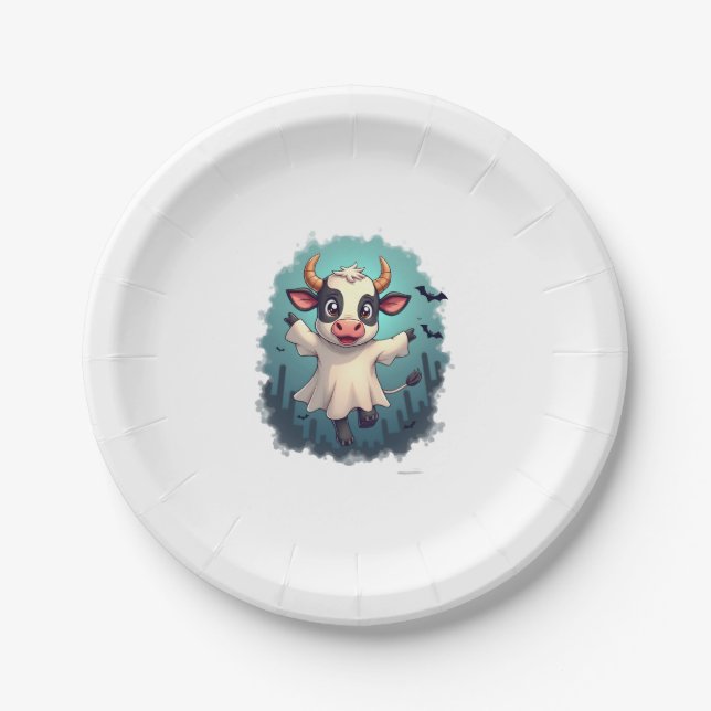 Cow Ghost Boo-levard Paper Plate (Front)