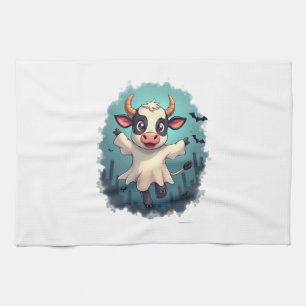 Cow Ghost Boo-levard Tea Towel
