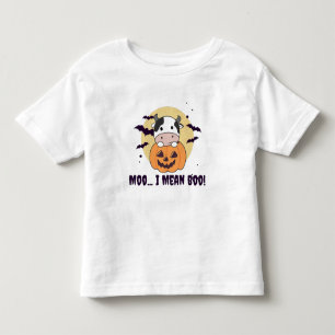 Cow Ghost Cute Kawaii Halloween Moo I Mean Boo Toddler T-Shirt