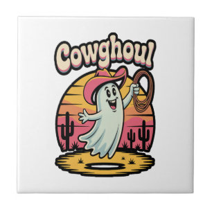 Cow Ghoul Halloween Spooky Ceramic Tile