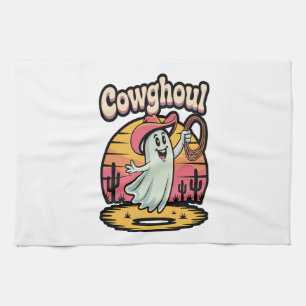 Cow Ghoul Halloween Spooky Tea Towel