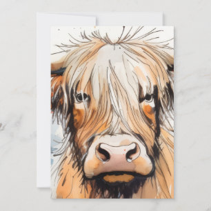 Cow gift, highland cow invitation
