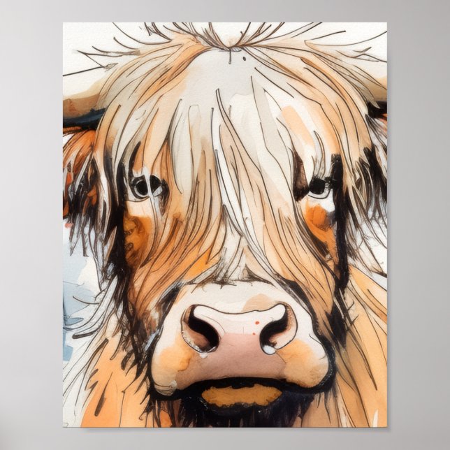 Cow gift, highland cow  poster (Front)