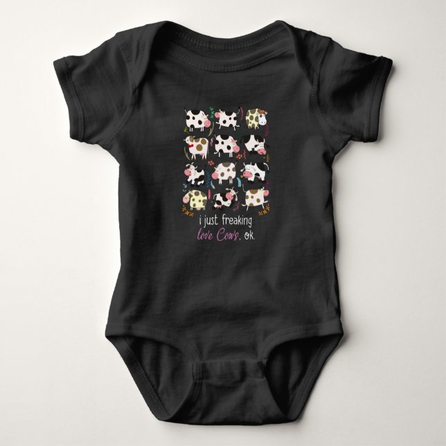 Cow Gift | I Just Freaking Love Cows OK Baby Bodysuit (Front)