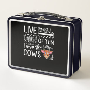 Cow Gift Live Well Laugh Of Ten Love Cows Metal Lunch Box