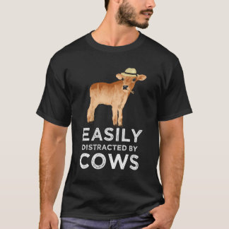 Cow Gifts For Women Girls Cute Easily Distracted B T-Shirt