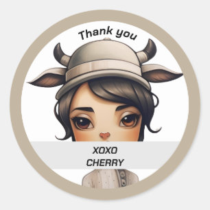 Cow Girl Classic Round Sticker