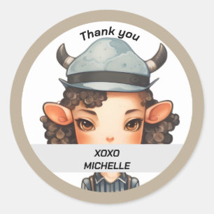 Cow Girl Classic Round Sticker