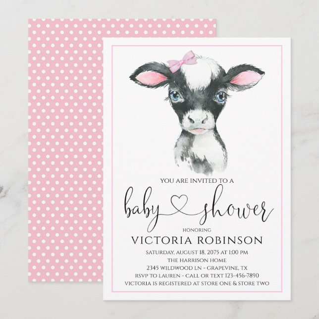 Cow Girl Farm Baby Shower Invitations (Front/Back)