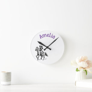 Cow Girl Round Clock