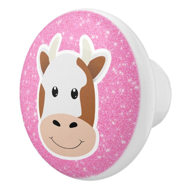 Cow Glitter Ceramic Knob (Right)