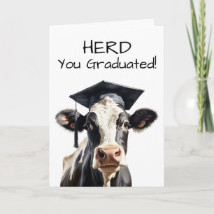 Cow Graduation Card Herd You Graduated Funny 