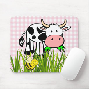 Cow Grass Floral Pink Plaid  Mouse Pad! Mouse Pad