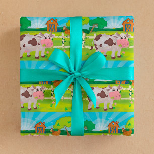 Cow Grazing On A Farm Animals Wrapping Paper