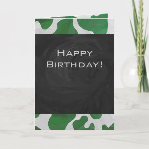 Cow Green and White Monogram Card