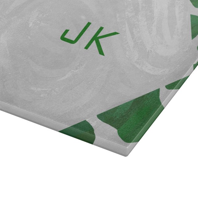 Cow Green and White Monogram Cutting Board (Corner)