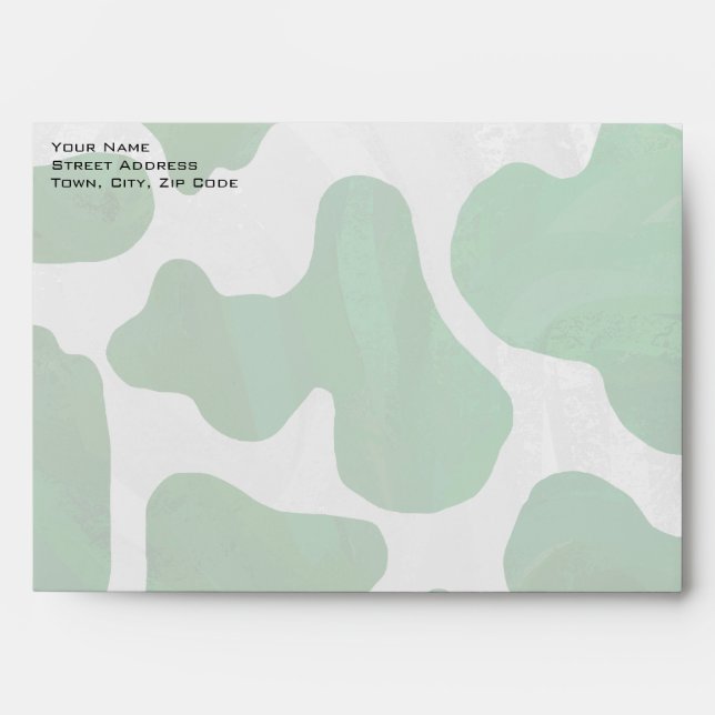 Cow Green and White Monogram Envelopes (Front)