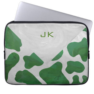 Cow Green and White Monogram Laptop Sleeve