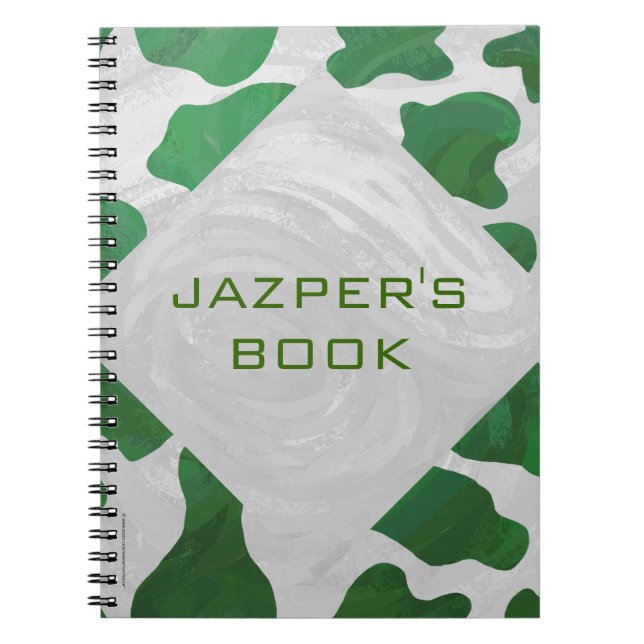 Cow Green and White Monogram Notebook (Front)