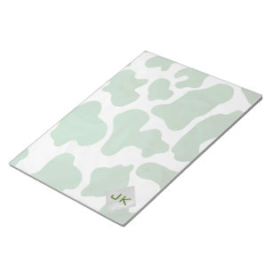 Cow Green and White Monogram Notepad