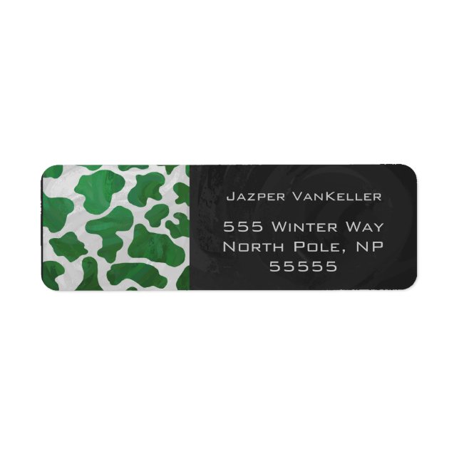 Cow Green and White Monogram Return Address Label (Front)