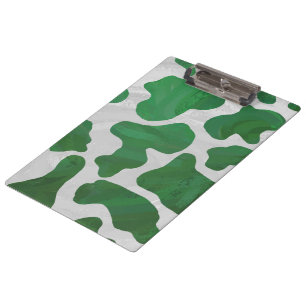 Cow Green and White Print Clipboard