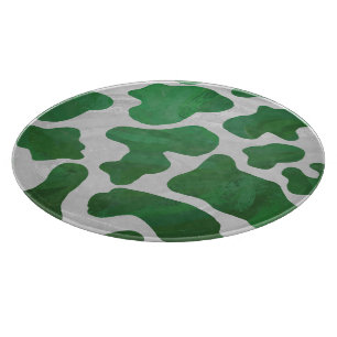 Cow Green and White Print Cutting Board