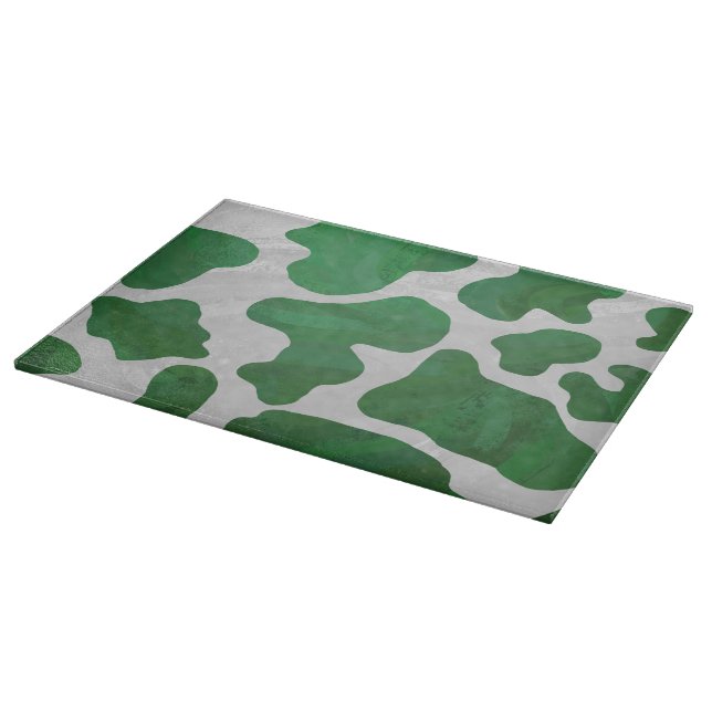 Cow Green and White Print Cutting Board (Corner)