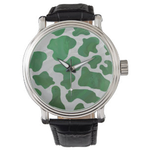 Cow Green and White Print Watch