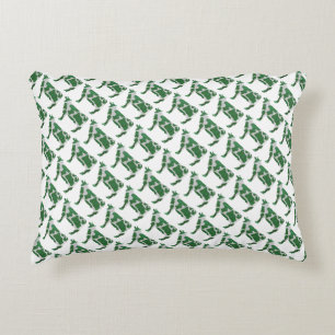 Cow Green and White Silhouette Decorative Cushion