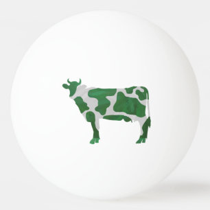 Cow Green and White Silhouette Ping Pong Ball