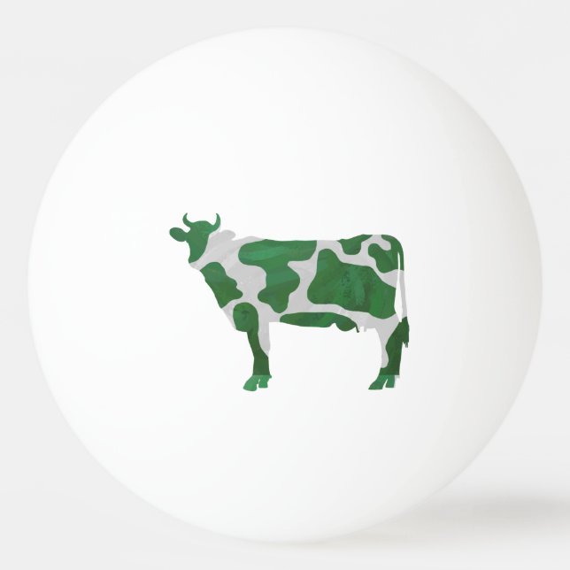 Cow Green and White Silhouette Ping Pong Ball (Back)