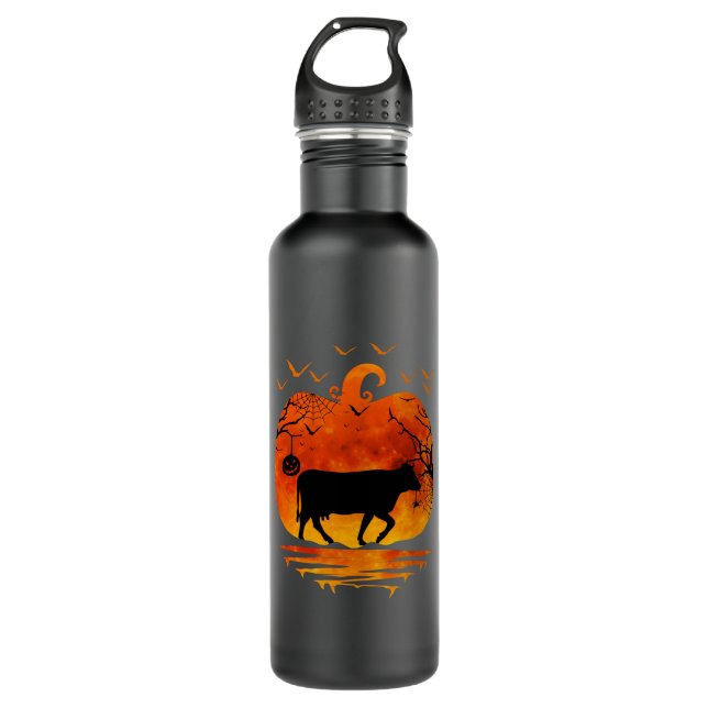 COW HALLOWEEN COSTUME PUMPKIN FALL SEASON 710 ML WATER BOTTLE (Front)