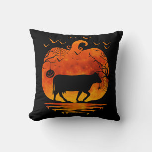 COW HALLOWEEN COSTUME PUMPKIN FALL SEASON CUSHION