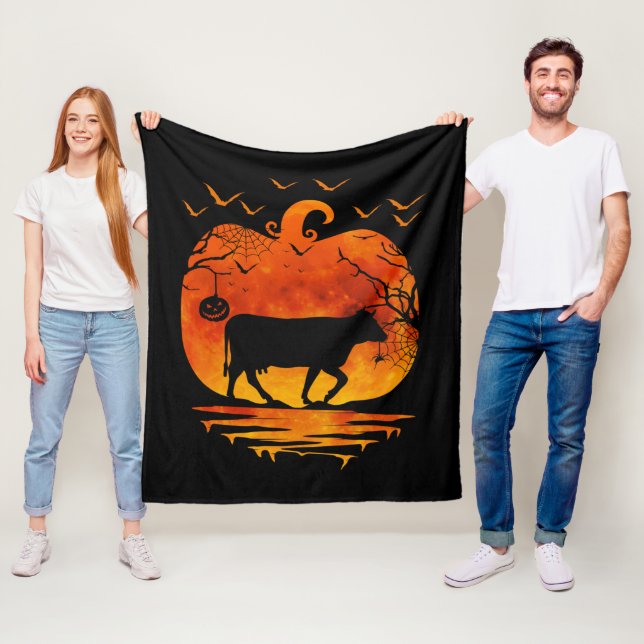 COW HALLOWEEN COSTUME PUMPKIN FALL SEASON FLEECE BLANKET (In Situ)
