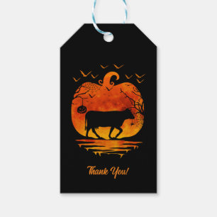 COW HALLOWEEN COSTUME PUMPKIN FALL SEASON GIFT TAGS