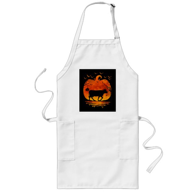 COW HALLOWEEN COSTUME PUMPKIN FALL SEASON LONG APRON (Front)